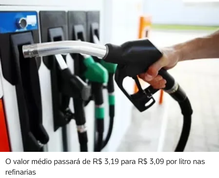 Petrobras reduz em dez centavos o preço da gasolina para distribuidoras