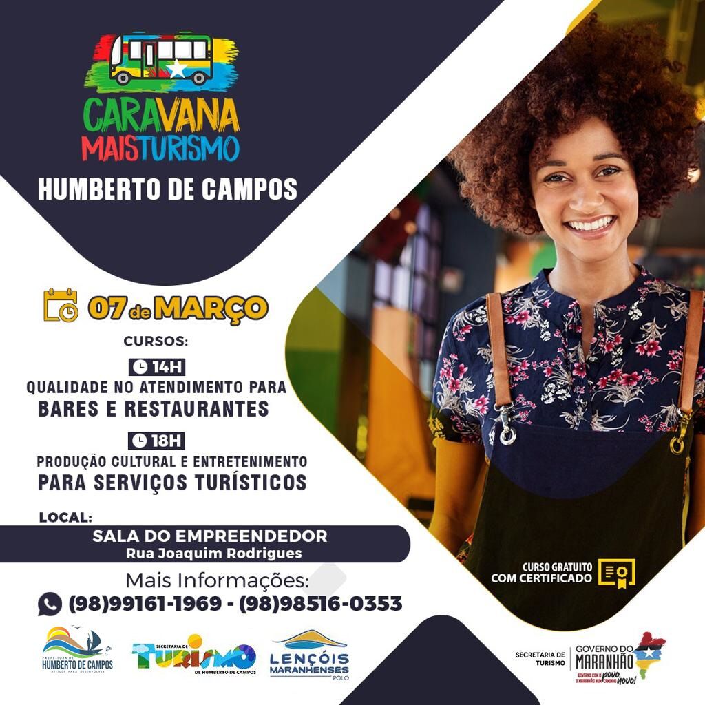 Humberto de Campos – Secretaria Municipal de Turismo oferece cursos gratuitos de capacitação para setor do turismo em parceria com o Governo do Estado