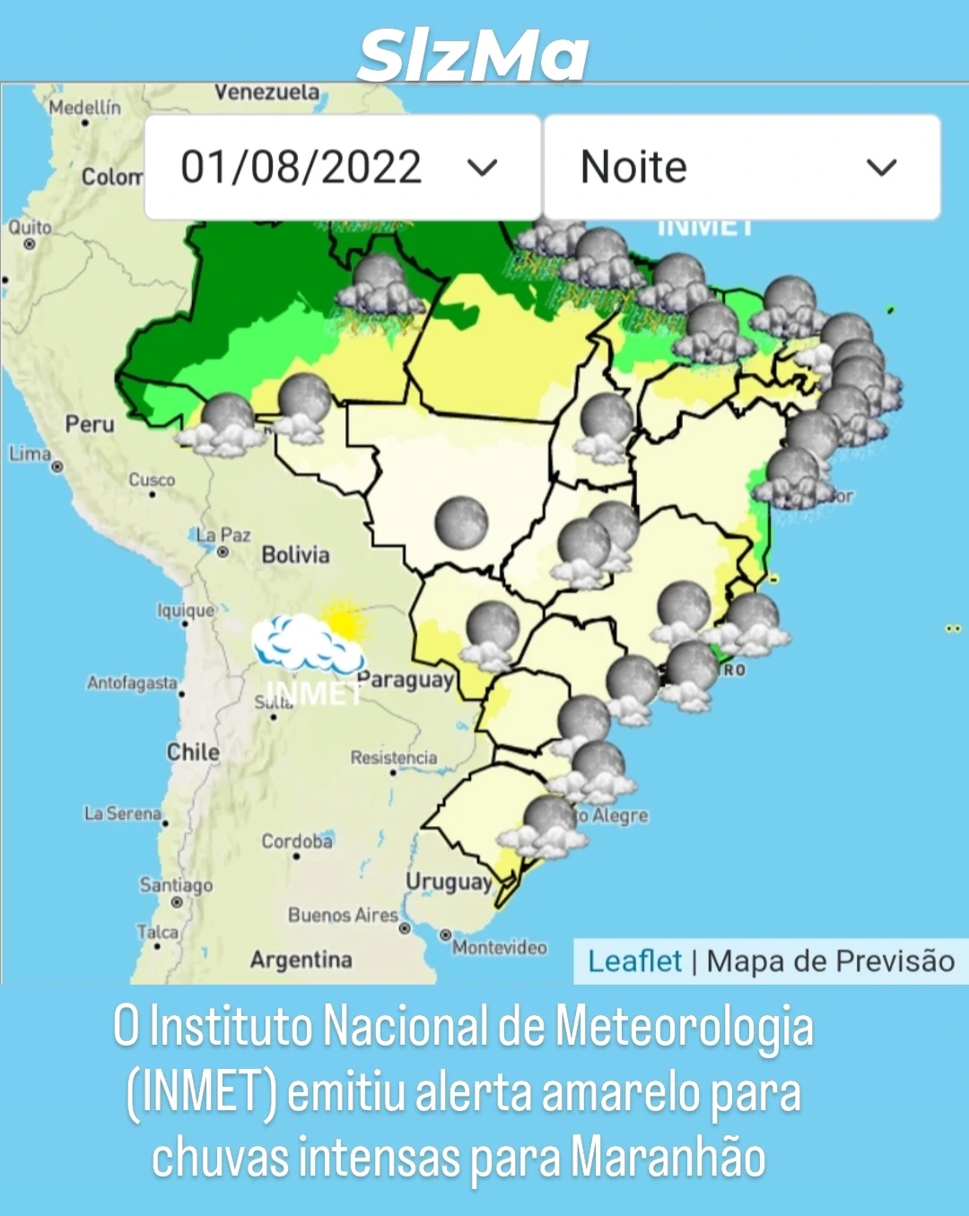 Inmet emite alerta amarelo para chuvas intensas no Maranhão
