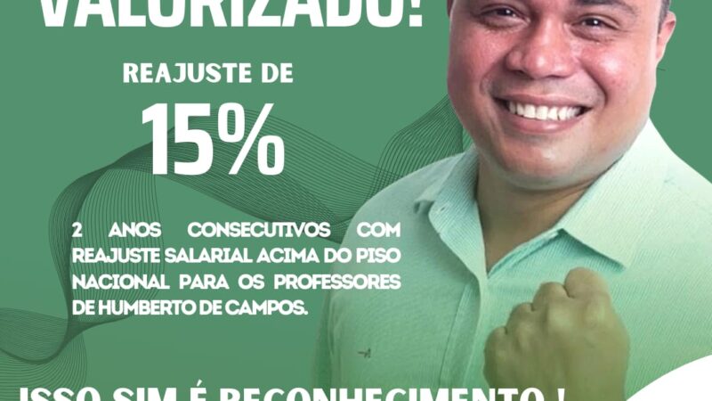 Prefeito Luís Fernando autoriza reajuste de 15%, acima do piso nacional, a professores da rede municipal de Humberto de Campos