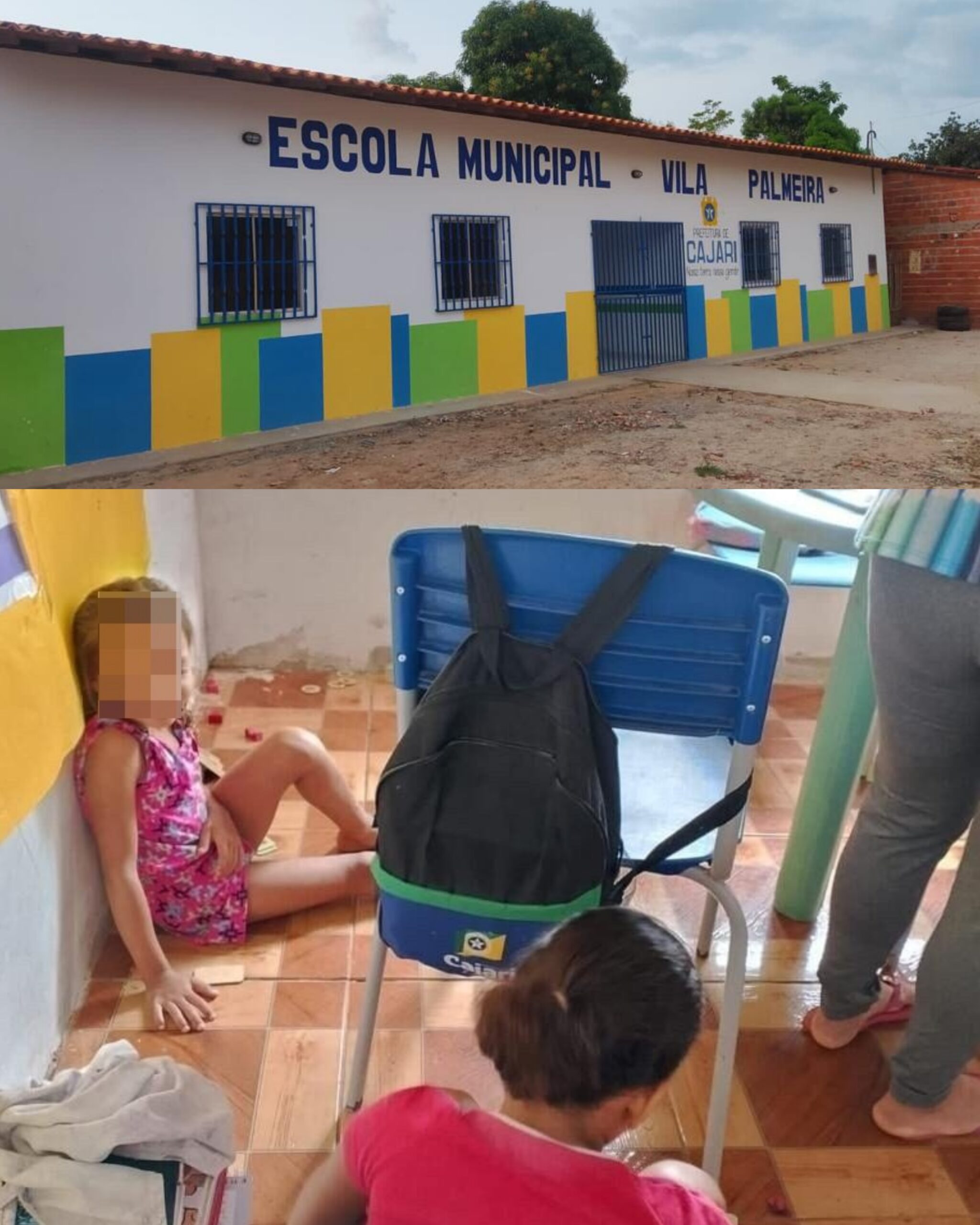 Mesmo com a escola pronta, crianças de Cajari têm aula em salas improvisadas e sem bebedouro