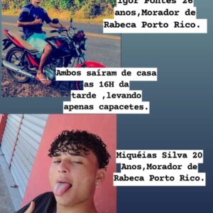 24h desaparecidos- Dois jovens de Porto Rico do Maranhão