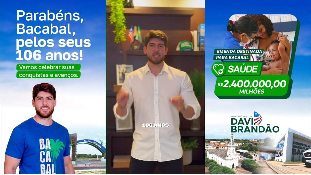 Em celebração aos 106 anos de Bacabal, Davi Brandão viabiliza R$ 2,4 milhões para a rede municipal de saúde